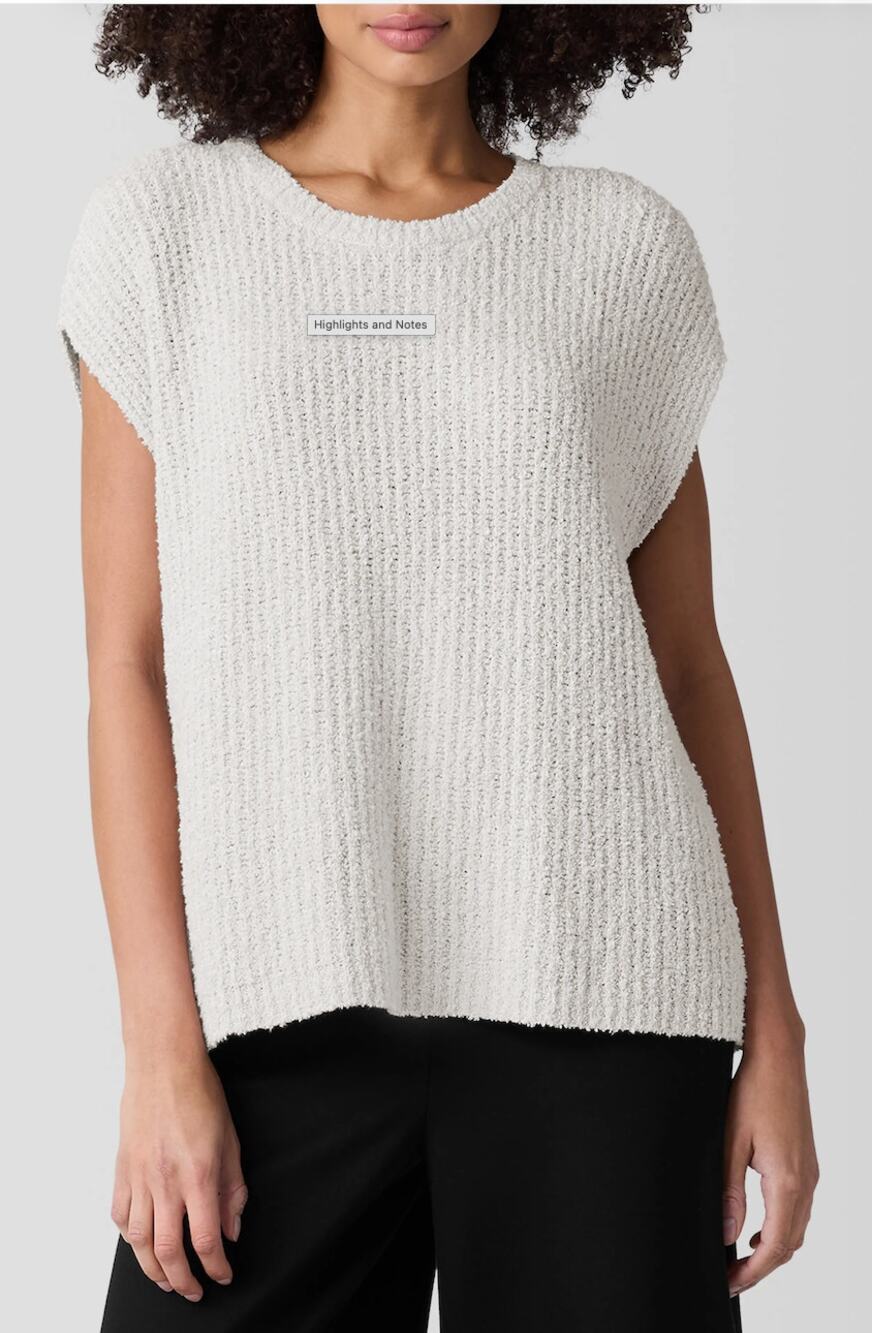 Eileen Fisher Organic Cotton Loose Knit Short Sleeve Sweater 2X Plus Minimalist